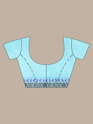 Sea green cotton saree with texture borders 5