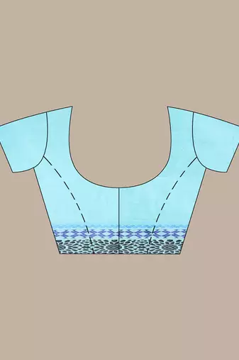 Sea green cotton saree with texture borders