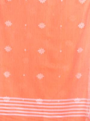Orange cotton saree with texture pattern 4