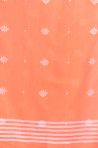 Orange cotton saree with texture pattern