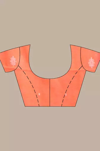 Orange cotton saree with texture pattern
