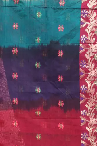 Beige Cotton Soft Saree With Floral Motifs Without Blouse