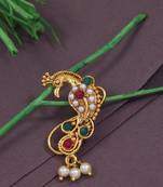 Elegant Non-Piercing Maharashtrian Ethnic Peacock Design Pearl Nath