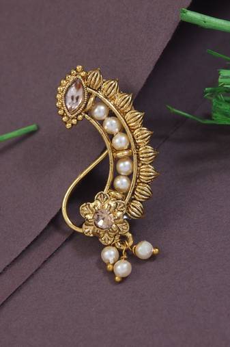 Elegant Non-Piercing Maharashtrian Ethnic Pearl Nath