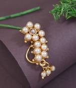 Elegant Non-Piercing Maharashtrian Ethnic White Pearl Nath