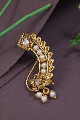Elegant Non-Piercing Maharashtrian Ethnic White Pearl Nath