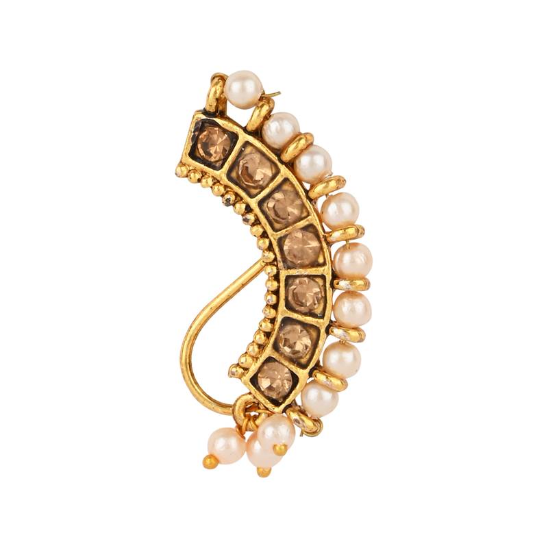 Elegant Non-Piercing Maharashtrian Ethnic Pearl Nath