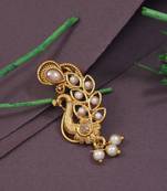 Elegant Non-Piercing Maharashtrian Ethnic Peacock Design White Pearl Nath