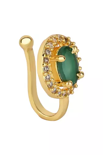  clip on non piercing pressing type stone nose pin, nose ring stud for women 