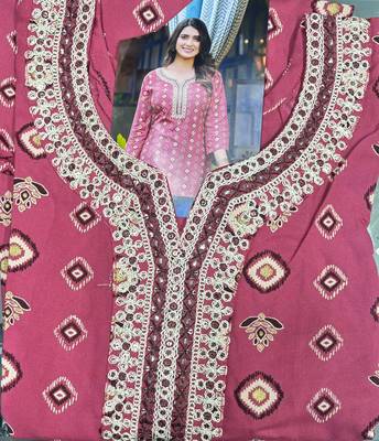 Rose pink geormetric print mirror work festive short kurtis 3