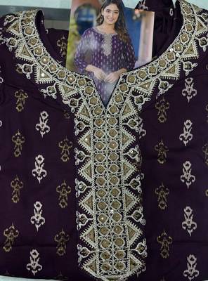 Wine printed mirror work festive short kurtis 3