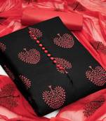Leeza Store Women's Black Slub Cotton Printed Cotton Suit Dress Material With Nazmeen Dupatta