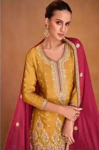 Mustard embroidered premium salwar suit