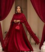 MAROON COTTON  STICHED PARTY WEAR SUIT SET 