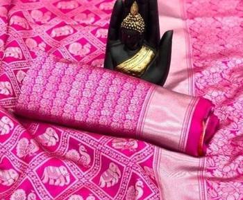 Koram Purple Banarasi silk blend And Zari Work Saree With Blouse For Women. 2