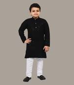 Boys chikankari sequins viscose rayon kurta pajama set for boys - black