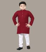 Boys chikankari sequins viscose rayon kurta pajama set for boys - maroon