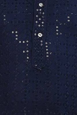 Boys chikankari sequins viscose rayon kurta pajama set for boys - navy blue 5