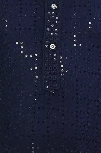 Boys chikankari sequins viscose rayon kurta pajama set for boys - navy blue
