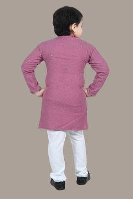 Boys chikankari sequins viscose rayon kurta pajama set for boys - onion 2