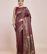Banarasi Satin silk Maroon Weaving Designer Saree