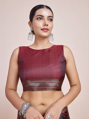 Banarasi Satin silk blend Maroon Weaving Work Saree 5