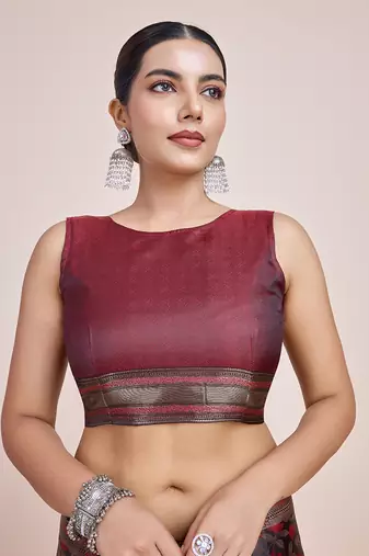 Banarasi Satin silk blend Maroon Weaving Work Saree