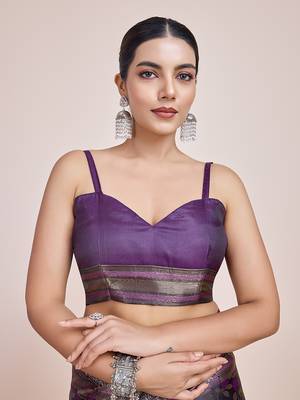 Banarasi Satin silk blend Dark Purple Weaving Work Saree 5