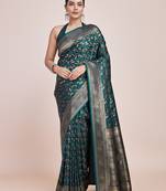 Banarasi Satin silk Dark Teal Weaving Designer Saree