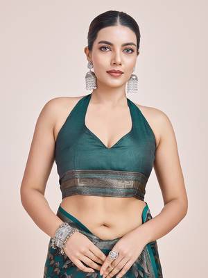Banarasi Satin silk blend Dark Teal Weaving Work Saree 5