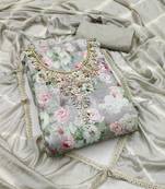 Multi color hand work maslin cotton unstitched dress material