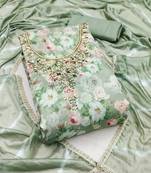 Multi color hand work maslin cotton unstitched dress material