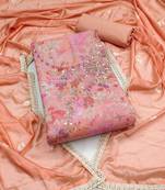 Pink color hand work cembric cotton unstitched dress material