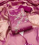 Wine color hand work viscose unstitched dress material