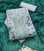 Blue color embroidered viscos organza unstitched dress material