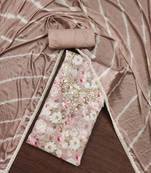 Multi color hand work maslin cotton unstitched dress material