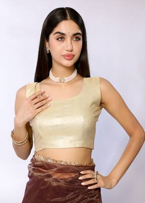 Brown Embroidered Twill Designer Saree With Blouse 4