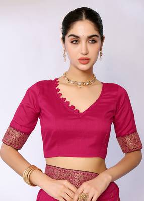 Pink Embroidered Poly Silk Designer Saree With Blouse 4