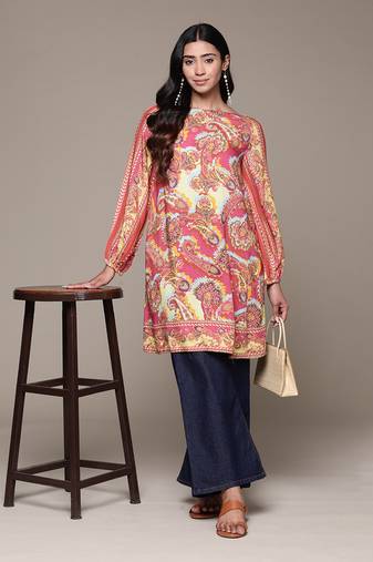 Aarke green viscose printed kurta