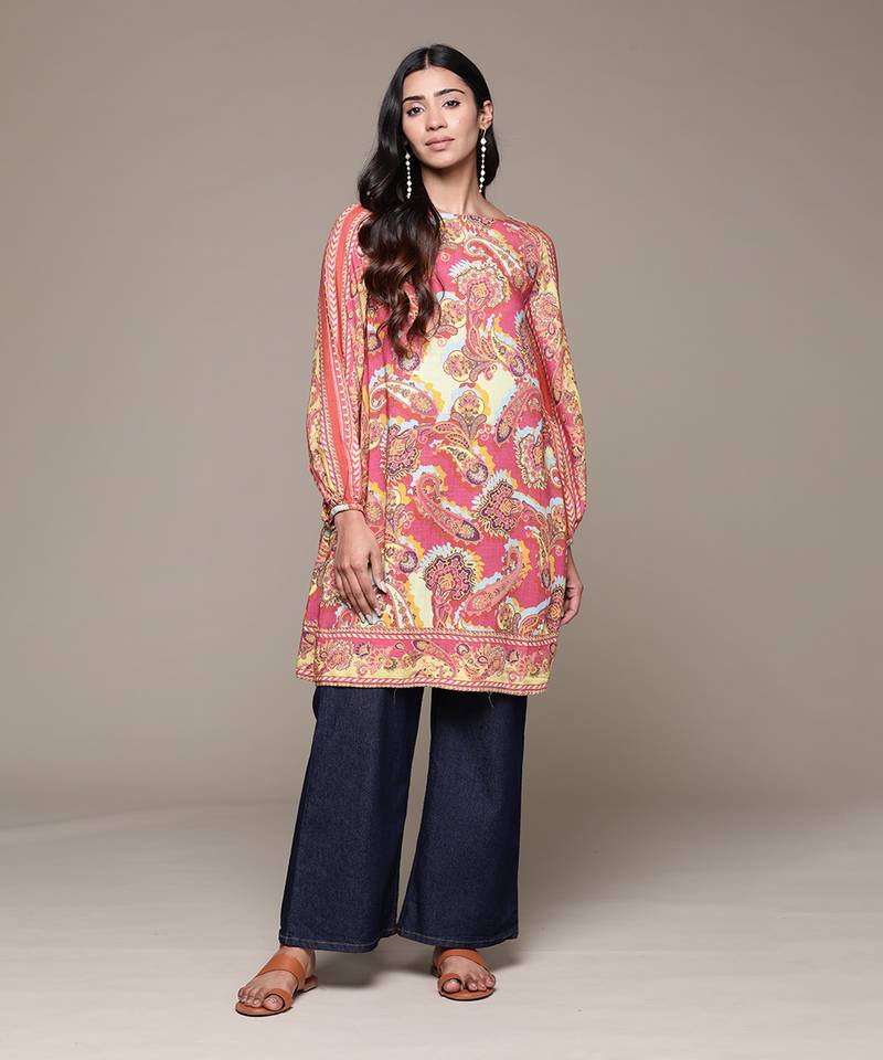 Aarke green viscose printed kurta