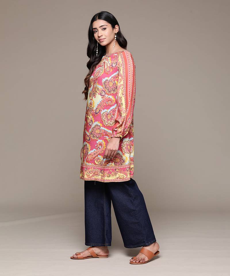 Aarke green viscose printed kurta