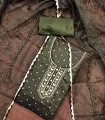 Green color weaving organza jacquard unstitched dress material