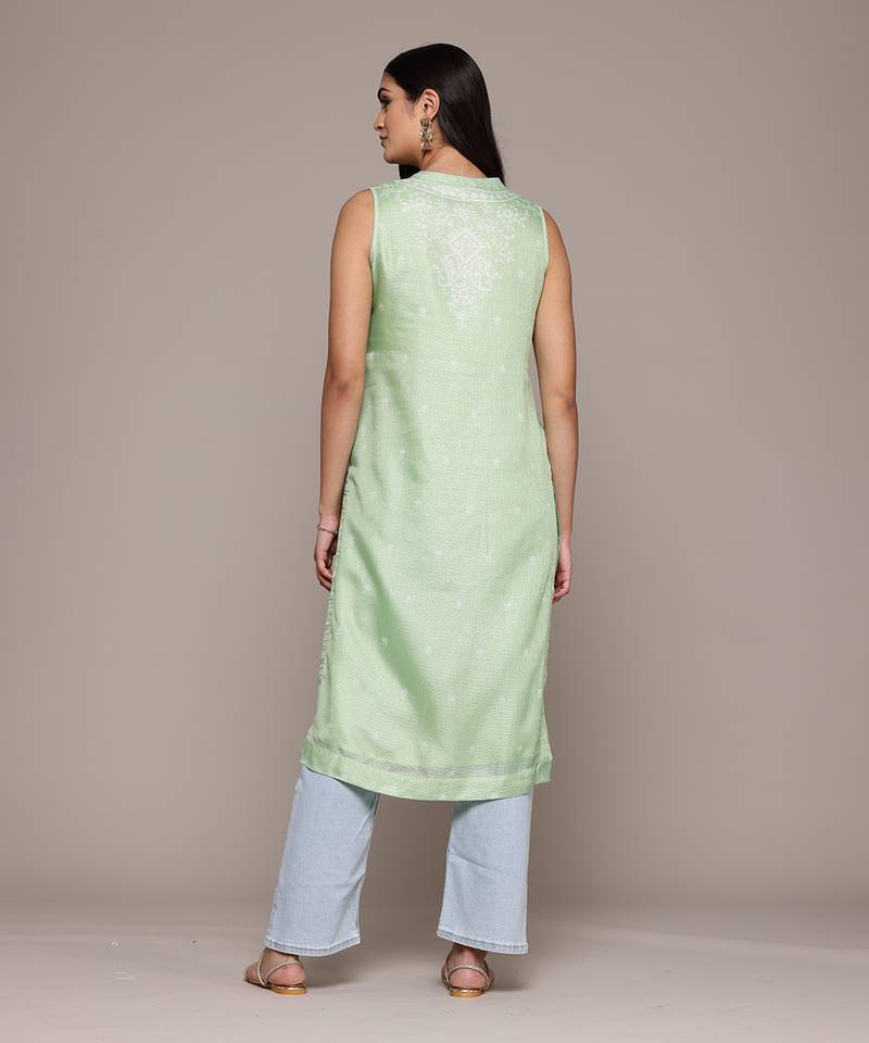 Aarke green polyster printed kurta