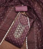 Wine color weaving organza jacquard unstitched dress material