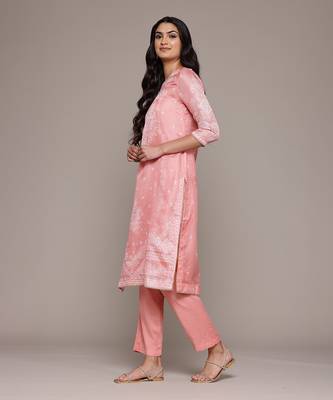 Aarke peach printed kurta with pant and dupatta 2