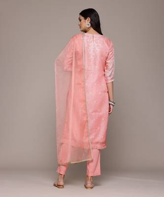 Aarke peach printed kurta with pant and dupatta 3