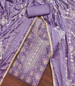 Lavender color embroidered viscos organja unstitched dress material