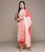 Aarke peach printed kurta with pant and dupatta
