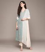 Aarke green sage green embroidered kurta with pant and dupatta