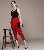 Aarke red viscose solid dhoti pant